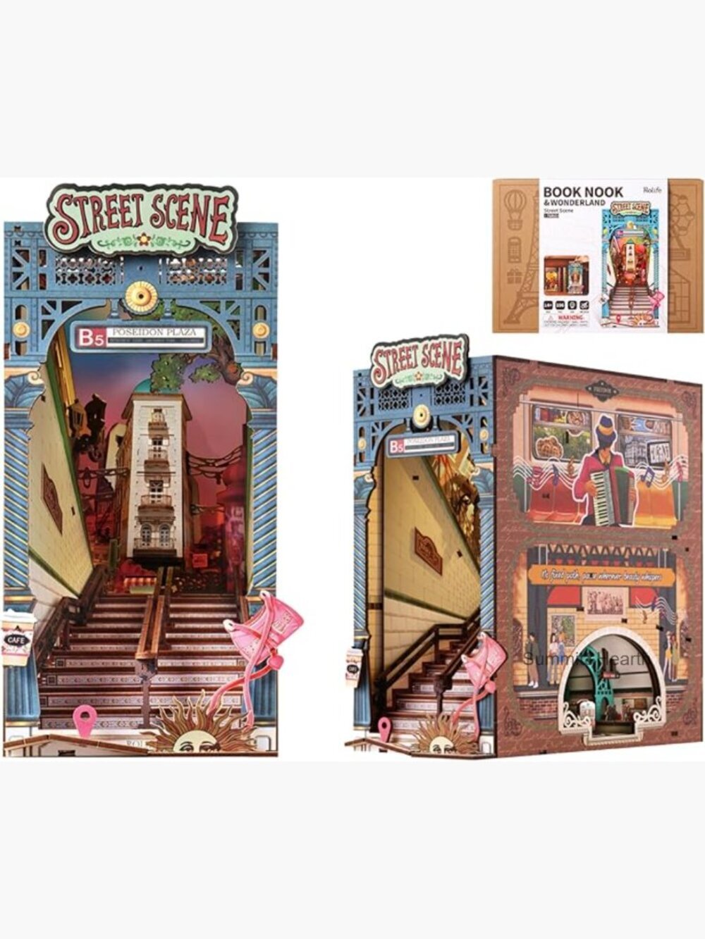 DIY Miniature Book Nook Kit, Wooden 3D Puzzle, Modern Street Scene Diorama